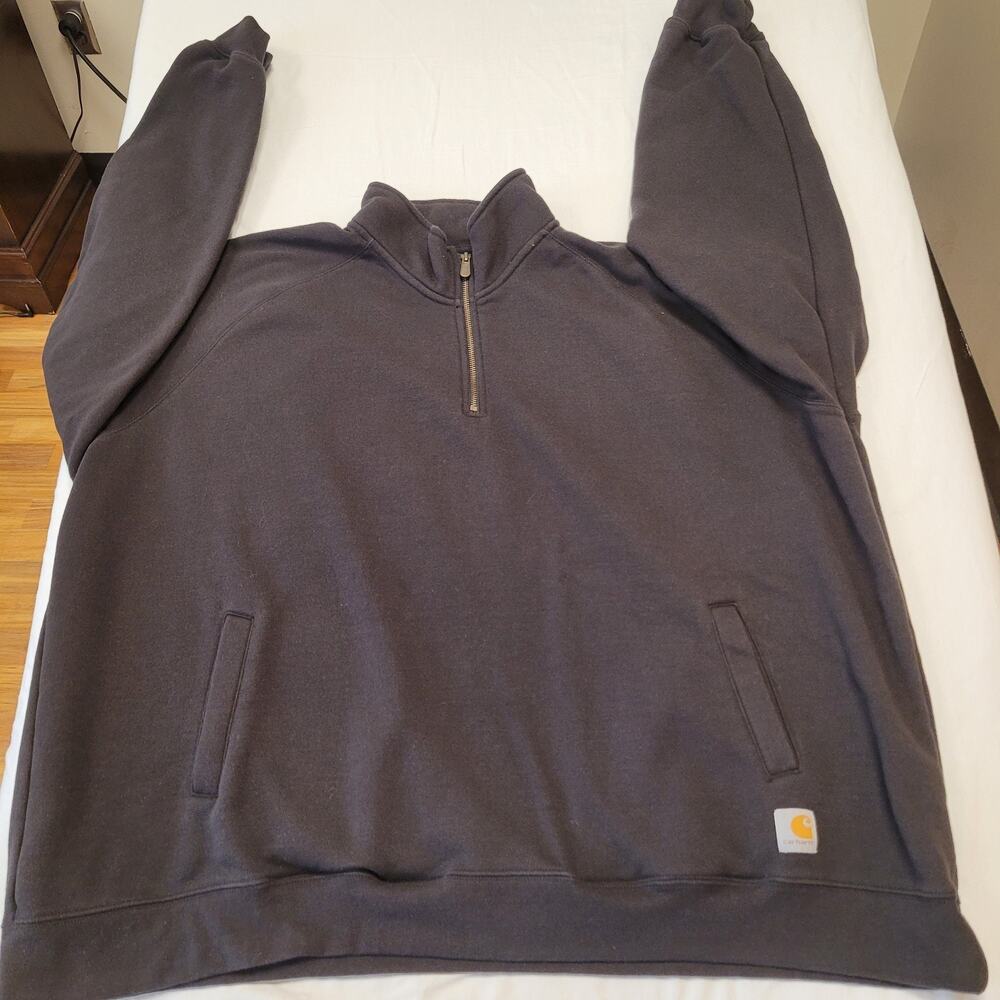 Vingage Carhartt 1/4 Zip Pullover Mens 4X Black Sweatshirt Heavyweight
